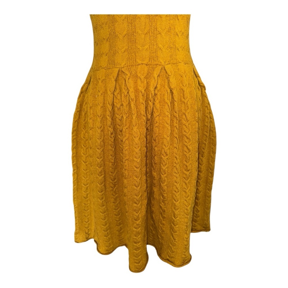 Anthropologie Far Away From Close Wool Sweater Dress Mustard  pleated size M - Picture 3 of 10